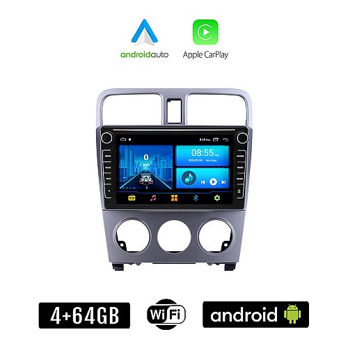 SUBARU FORESTER (2002-2008) Android οθόνη αυτοκίνητου 4+64GB με GPS WI-FI (ηχοσύστημα αφής 8" ιντσών 4GB CarPlay Android Auto Car Play Youtube Playstore MP3 USB Radio Bluetooth Mirrorlink εργοστασιακή, 4x60W, Navi)