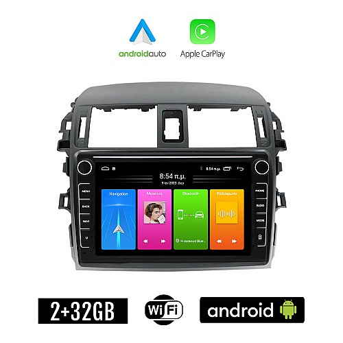 TOYOTA COROLLA (2006 - 2012) Android οθόνη αυτοκίνητου 2GB με GPS WI-FI ( TOYOTA ηχοσύστημα αφής 8" ιντσών Apple CarPlay Android Auto Car Play Youtube Playstore MP3 USB Radio Bluetooth Mirrorlink  εργοστασιακή, 4 x 60W, Navi)