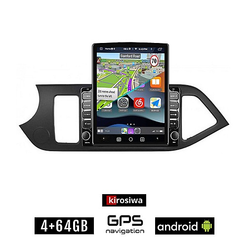 KIROSIWA KIA PICANTO (2011 - 2017) Android οθόνη αυτοκίνητου 4GB με GPS WI-FI (ηχοσύστημα αφής 9.7" ιντσών OEM Youtube Playstore MP3 USB Radio 4+64GB Bluetooth Mirrorlink εργοστασιακή, 4x60W, AUX)