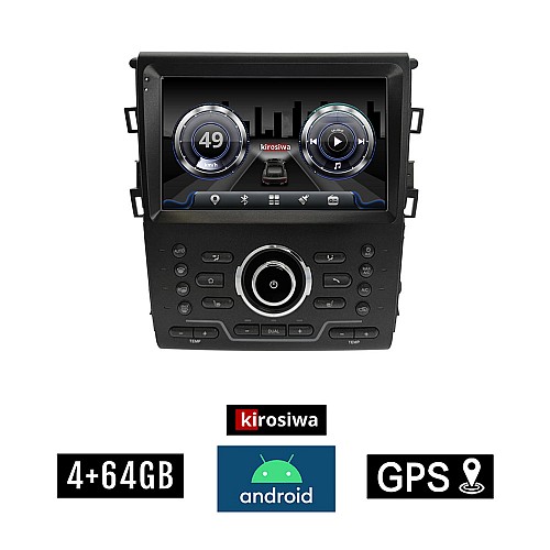 KIROSIWA 4+64GB FORD MONDEO CLIMA (μετά το 2013) Android οθόνη αυτοκίνητου 4GB με GPS WI-FI (ηχοσύστημα αφής 9" ιντσών Youtube Playstore MP3 USB Radio Bluetooth Mirrorlink  DSP 4x60W Apple Carplay Android Auto)