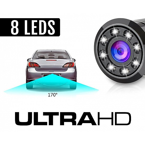 Ultra High Definition χωνευτή κάμερα οπισθοπορείας αυτοκινήτου ME 8 LEDs (υψηλής ανάλυσης 170° μοιρών universal νυχτερινή όραση έγχρωμη παρκαρίσματος αμάξι ΙΧ φορτηγού λεωφορείου παρκάρισμα επιβατικού αμάξιου HD UHD όπισθεν) 1199