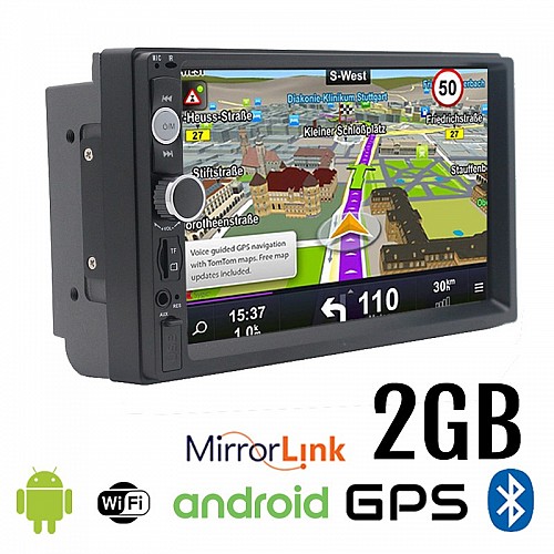 Android ηχοσύστημα αυτοκίνητου 7" ιντσών με GPS Ελληνικό πλοηγό, WI-FI (οθόνη αφής Youtube Playstore MP3 USB video radio Bluetooth, 4x60W, Universal) 8702