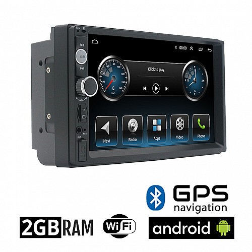 Οθόνη 2GB Android GPS WI-FI (ηχοσύστημα αυτοκίνητου 7" ιντσών, OEM, 4x60W, Universal, AUX, 2DIN, αφής Playstore MP3 USB video radio Bluetooth, Mirrorlink) 7010A2