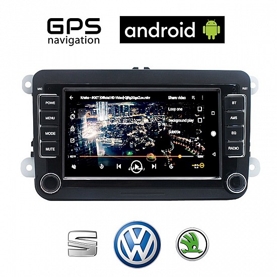 VW SKODA SEAT Android οθόνη αυτοκίνητου με GPS WI-FI Playstore Youtube (Volkswagen Golf Polo Passat Octavia Leon 7 MP3 USB Video Radio ΟΕΜ Bluetooth 7021A ηχοσύστημα OEM Mirrorlink)