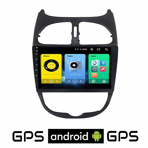 PEUGEOT 206 (1998 - 2006) Android οθόνη αυτοκίνητου με GPS WI-FI (ηχοσύστημα αφής 9" ιντσών OEM Youtube Playstore MP3 USB Radio Bluetooth Mirrorlink εργοστασιακή, 4x60W, AUX) PE320