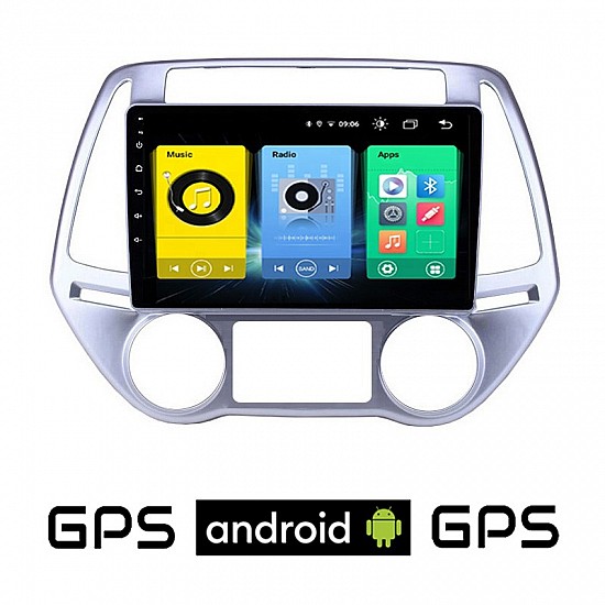 HYUNDAI i20 (2008 - 2013) *με αυτόματο κλιματισμό Android οθόνη αυτοκίνητου με GPS WI-FI (ηχοσύστημα αφής 9 ιντσών OEM Youtube Playstore MP3 USB Radio Bluetooth Mirrorlink εργοστασιακή, 4x60W, AUX) HY274A