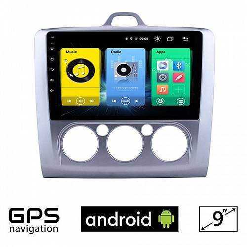 FORD FOCUS (2005 - 2011) *Με χειροκίνητο κλιματισμό Android οθόνη αυτοκίνητου με GPS WI-FI (ηχοσύστημα αφής 9" ιντσών OEM Youtube Playstore MP3 USB Radio Bluetooth Mirrorlink εργοστασιακή, 4x60W, AUX) FO336