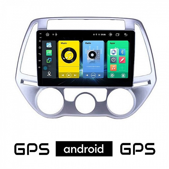 HYUNDAI i20 (2008 - 2013) *με χειροκινητο κλιματισμό Android οθόνη αυτοκίνητου με GPS WI-FI (ηχοσύστημα αφής 9 ιντσών OEM Youtube Playstore MP3 USB Radio Bluetooth Mirrorlink εργοστασιακή, 4x60W, AUX) HY274