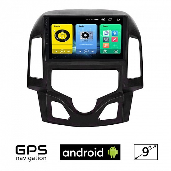 HYUNDAI i30 (2007 - 2012) Android οθόνη αυτοκίνητου με GPS WI-FI (ηχοσύστημα αφής 9 ιντσών OEM Youtube Playstore MP3 USB Radio Bluetooth Mirrorlink εργοστασιακή, 4x60W, AUX) HY110A
