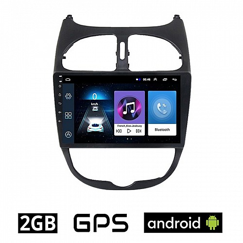 PEUGEOT 206 (1998 - 2006) Android οθόνη αυτοκίνητου 2GB με GPS WI-FI (ηχοσύστημα αφής 9" ιντσών OEM Youtube Playstore MP3 USB Radio Bluetooth Mirrorlink εργοστασιακή, 4x60W, AUX) PE320-2GB