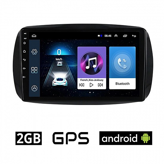 SMART 453 (μετά το 2016) Android οθόνη αυτοκίνητου 2GB με GPS WI-FI (ηχοσύστημα αφής 9 ιντσών FORTWO OEM Youtube Playstore MP3 USB Radio Bluetooth Mirrorlink εργοστασιακή, AUX, 4x60W) SM12-2GB