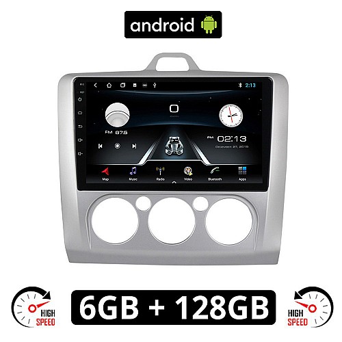 FORD FOCUS (2005 - 2011) *Με χειροκίνητο κλιματισμό Android οθόνη αυτοκίνητου 6GB με GPS WI-FI (ηχοσύστημα αφής 9" ιντσών OEM Youtube Playstore MP3 USB Radio Bluetooth Mirrorlink εργοστασιακή, 4x60W, AUX) FO336-6GB