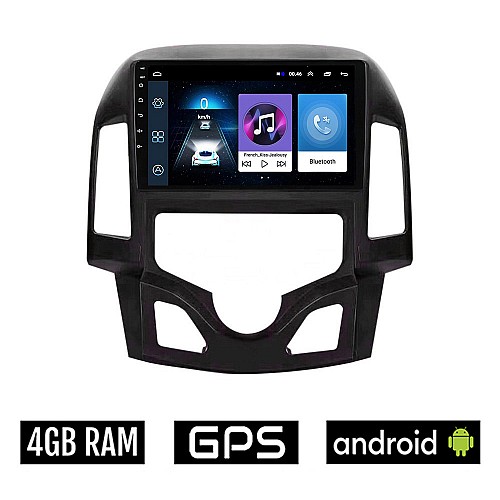 HYUNDAI i30 (2007 - 2012) Android οθόνη αυτοκίνητου 4GB με GPS WI-FI (ηχοσύστημα αφής 9" ιντσών OEM Youtube Playstore MP3 USB Radio Bluetooth Mirrorlink εργοστασιακή, 4x60W, AUX)