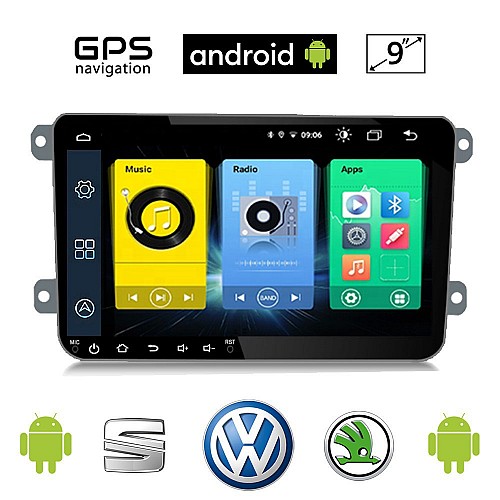 VW SKODA SEAT Android οθόνη αυτοκίνητου 9" GPS WI-FI (Playstore Youtube Golf V 5 6 Polo Passat Octavia Leon Volkswagen MP3 USB Radio ΟΕΜ Bluetooth ηχοσύστημα 9003A OEM Mirrorlink)