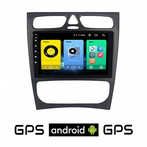 MERCEDES CLK (W209) 1999 - 2004 Android οθόνη αυτοκίνητου με GPS WI-FI (ηχοσύστημα αφής 9" ιντσών OEM Youtube Playstore MP3 USB Radio Bluetooth Mirrorlink εργοστασιακή, 4x60W, Benz)