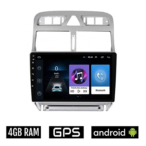 PEUGEOT 307 (2002-2013) Android οθόνη αυτοκίνητου 4GB με GPS WI-FI (ηχοσύστημα αφής 9" ιντσών OEM Youtube Playstore MP3 USB Radio Bluetooth Mirrorlink εργοστασιακή, 4x60W, AUX)