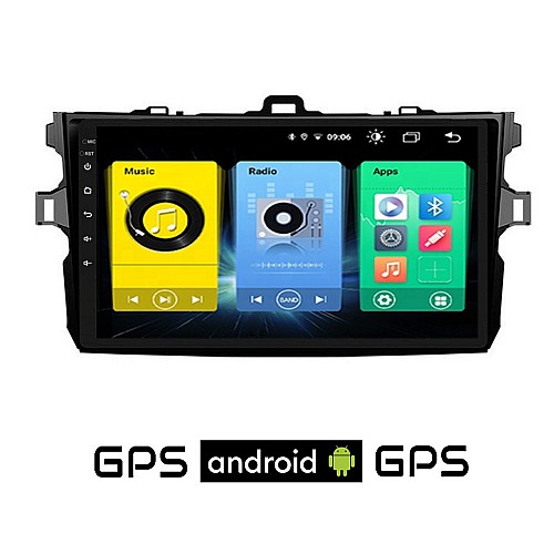 TOYOTA COROLLA (2006 - 2012) Android οθόνη αυτοκίνητου με GPS WI-FI ( TOYOTA ηχοσύστημα αφής 9" ιντσών OEM Youtube Playstore MP3 USB Radio Bluetooth Mirrorlink εργοστασιακή, 4x60W, AUX) TO74