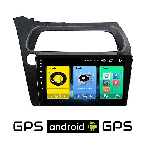 HONDA CIVIC 3D-5D (2006 - 2012) Android οθόνη αυτοκίνητου με GPS WI-FI (ηχοσύστημα αφής 9" ιντσών OEM Youtube Playstore MP3 USB Radio Bluetooth Mirrorlink εργοστασιακή, 4x60W, AUX) HO36