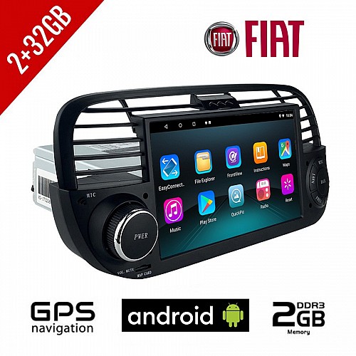 FIAT 500 (2008 - 2015) 2+32GB Android οθόνη αυτοκίνητου με GPS WI-FI (2GB RAM ηχοσύστημα αφής 7" ιντσών OEM Youtube Playstore MP3 USB Radio Bluetooth Mirrorlink 4x60W εργοστασιακού τύπου μαύρη) FT533W