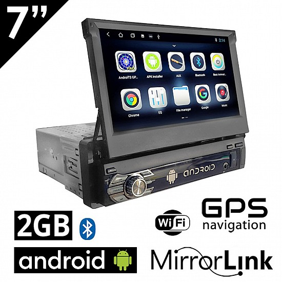 Android (2GB) αναδιπλούμενη οθόνη 7 ιντσών με GPS (ηχοσύστημα αυτοκινήτου WI-FI Youtube USB 1DIN MP3 MP5 Bluetooth Mirrorlink 4x60W Universal) 9801A2