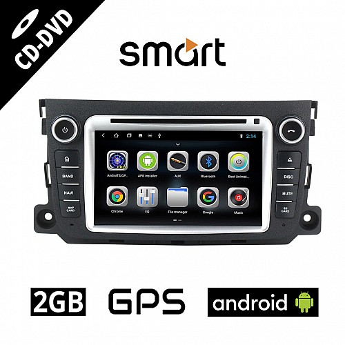 SMART 451 FORTWO (2010-2015) Android CD DVD οθόνη αυτοκίνητου 2GB με GPS WI-FI DSP (ηχοσύστημα αφής 7" ιντσών OEM Youtube Playstore MP3 USB Radio Bluetooth 4x60W Mirrorlink εργοστασιακού τύπου) SM36