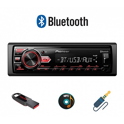 Pioneer Radio USB (Bluetooth AUX USB εξωτερικό mic μικρόφωνο RCA αποσπώμενη πρόσοψη 1-DIN 1DIN universal) ραδιόφωνο αυτοκινήτου MVH-29BT