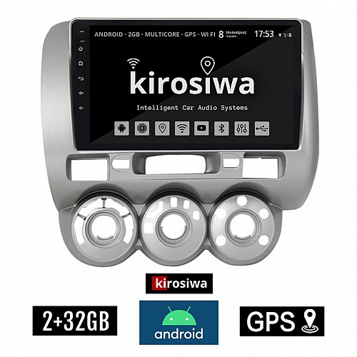KIROSIWA 2+32GB HONDA JAZZ (2002 - 2008) Android οθόνη αυτοκίνητου 2GB με GPS WI-FI (ηχοσύστημα αφής 9" ιντσών OEM Youtube Playstore MP3 USB Radio Bluetooth Mirrorlink εργοστασιακή, 4x60W, AUX) RX-9351