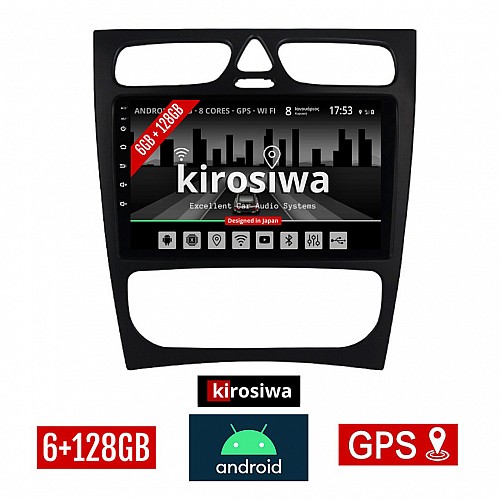 KIROSIWA 6+128GB MERCEDES CLK (W209) 1999 - 2004 Android οθόνη αυτοκίνητου 6GB με GPS WI-FI (ηχοσύστημα αφής 9" ιντσών OEM Youtube Playstore MP3 USB Radio Bluetooth Mirrorlink DSP Apple Carplay Android Auto 4G 4x60W, Benz)