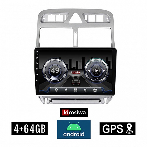 KIROSIWA 4+64GB PEUGEOT 307 (2002 - 2013) Android οθόνη αυτοκίνητου 4GB με GPS WI-FI (ηχοσύστημα αφής 9" ιντσών OEM Youtube Playstore MP3 USB Radio Bluetooth Mirrorlink  DSP 4x60W Apple Carplay Android Auto 4G SIM card) RX-9497