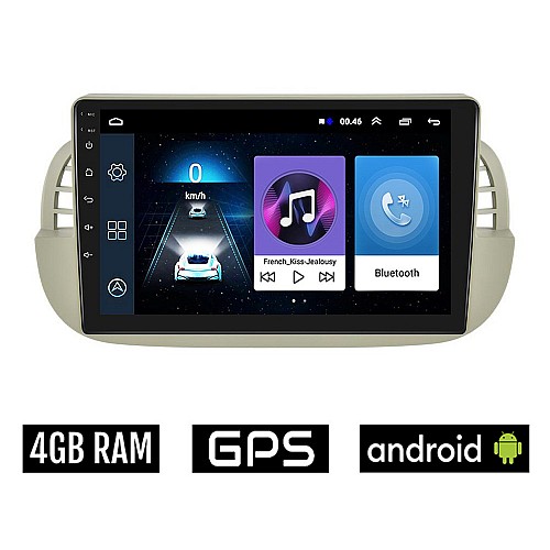 FIAT 500 (2008 - 2015) Android οθόνη αυτοκίνητου 4GB με GPS WI-FI (ηχοσύστημα αφής 9" ιντσών OEM Youtube Playstore MP3 USB Radio Bluetooth Mirrorlink εργοστασιακή, 4x60W, AUX, άσπρη) FT26-4GB