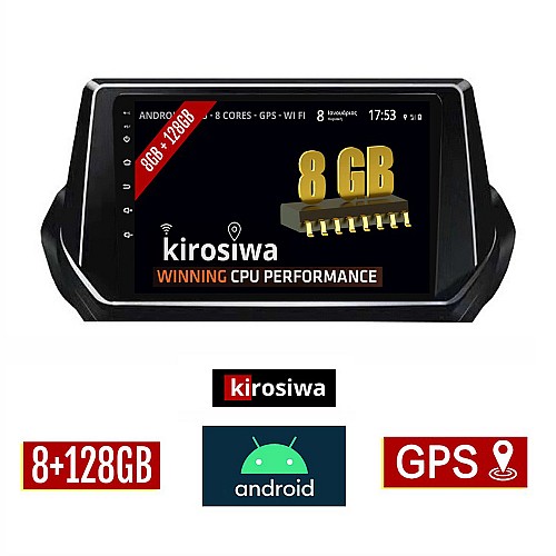 KIROSIWA 8GB + 128GB PEUGEOT 208 - 2008 (μετά το 2020) Android οθόνη αυτοκίνητου με GPS WI-FI (ηχοσύστημα αφής 9" ιντσών OEM Youtube Playstore MP3 USB Radio Bluetooth Mirrorlink DSP Apple Carplay Android Auto 4G Sim Card 4x60W, AUX) AR-1197
