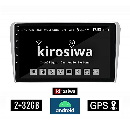 KIROSIWA 2+32GB TOYOTA AVENSIS (2003 - 2008) Android οθόνη αυτοκίνητου 2GB με GPS WI-FI (ηχοσύστημα αφής 9" ιντσών OEM Youtube Playstore MP3 USB Radio Bluetooth Mirrorlink εργοστασιακή, 4x60W, AUX) AR-1208