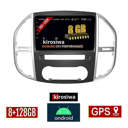 KIROSIWA 8GB + 128GB MERCEDES VITO (μετά το 2015) Android οθόνη αυτοκίνητου με GPS WI-FI (ηχοσύστημα αφής 10" ιντσών OEM Youtube Playstore MP3 USB Radio Bluetooth Mirrorlink DSP Apple Carplay Android Auto 4G Sim Card 4x60W, Benz) AR-1221