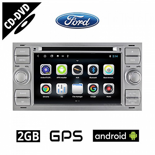 FORD KUGA (2008-2012) Android CD DVD οθόνη αυτοκίνητου 2GB με GPS WI-FI DSP (ηχοσύστημα αφής 7" ιντσών OEM Youtube Playstore MP3 USB Radio Bluetooth 4x60W Mirrorlink εργοστασιακού τύπου, ασημί)