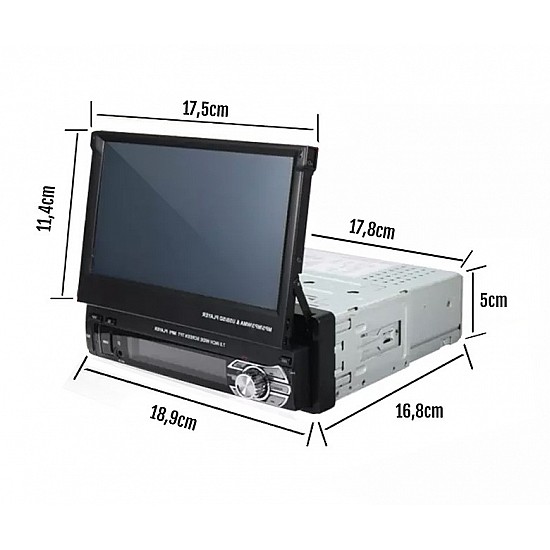 Αναδιπλούμενη οθόνη (αυτόματη με κουμπί) αυτοκινήτου 7 ιντσών USB 1DIN MP3 MP5 Bluetooth 1-DIN Mirrorlink universal multimedia 9801 SDcard 4x60W