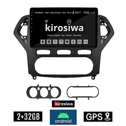 KIROSIWA 2+32GB FORD MONDEO (2007 - 2010) Android οθόνη αυτοκίνητου 2GB με GPS WI-FI (ηχοσύστημα αφής 10" ιντσών OEM Youtube Playstore MP3 USB Radio Bluetooth Mirrorlink εργοστασιακή, 4x60W, AUX, μάυρο) GTS-6596