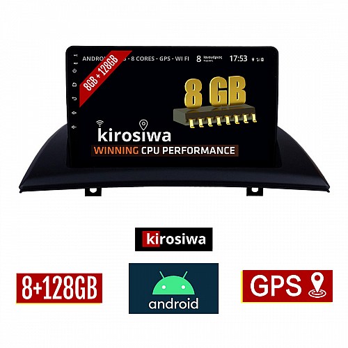 KIROSIWA 8GB + 128GB BMW X3 E83 (2003 - 2010) Android οθόνη αυτοκίνητου με GPS WI-FI (ηχοσύστημα αφής 9" ιντσών OEM Youtube Playstore MP3 USB Radio Bluetooth Mirrorlink Χ3 Ε83 DSP Apple Carplay Android Auto 4G Sim Card 4x60W, AUX) RX-9737