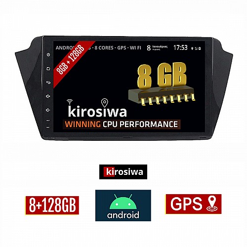 KIROSIWA 8GB + 128GB SKODA FABIA (μετά το 2015) Android οθόνη αυτοκίνητου με GPS WI-FI (ηχοσύστημα αφής 9" ιντσών OEM Youtube Playstore MP3 USB Radio Bluetooth Mirrorlink DSP Apple Carplay Android Auto 4G Sim Card 4x60W, AUX) RX-9755