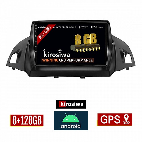 KIROSIWA 8GB + 128GB FORD KUGA (μετά το 2013) Android οθόνη αυτοκίνητου με GPS WI-FI (ηχοσύστημα αφής 9" ιντσών OEM Youtube Playstore MP3 USB Radio Bluetooth Mirrorlink DSP Apple Carplay Android Auto 4G Sim Card 4x60W, AUX) DX-71234