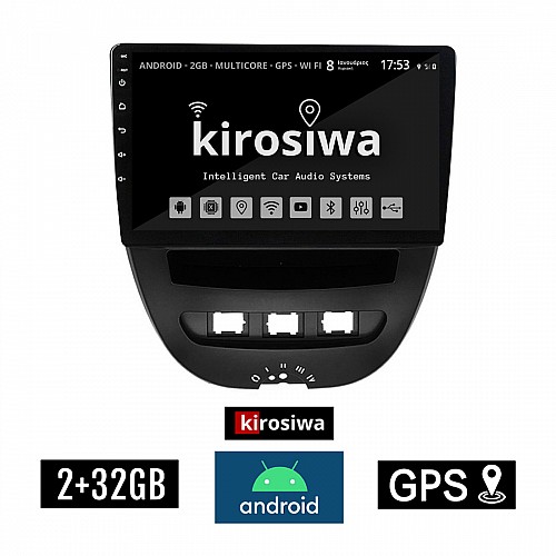 KIROSIWA 2+32GB CITROEN C1 (2005 - 2014) Android οθόνη αυτοκίνητου 2GB με GPS WI-FI (ηχοσύστημα αφής 10" ιντσών OEM Youtube Playstore MP3 USB Radio Bluetooth Mirrorlink εργοστασιακή, 4x60W, AUX) DX-71292