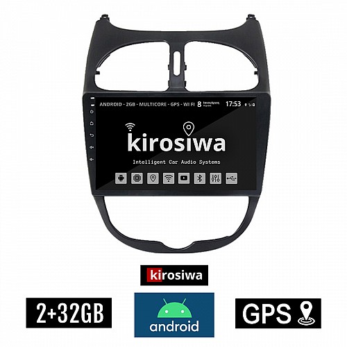 KIROSIWA 2+32GB PEUGEOT 206 (1998 - 2006) Android οθόνη αυτοκίνητου 2GB με GPS WI-FI (ηχοσύστημα αφής 9" ιντσών OEM Youtube Playstore MP3 USB Radio Bluetooth Mirrorlink εργοστασιακή, 4x60W, AUX) DX-71334
