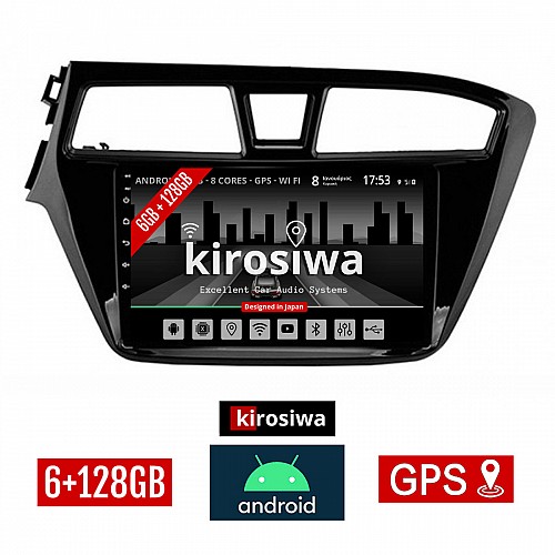 KIROSIWA 6+128GB HYUNDAI i20 (2014 - 2019) Android οθόνη αυτοκίνητου 6GB με GPS WI-FI (ηχοσύστημα αφής 9" ιντσών OEM Youtube Playstore MP3 USB Radio Bluetooth Mirrorlink DSP Apple Carplay Android Auto 4G SIM card 4x60W, AUX) CR-3905