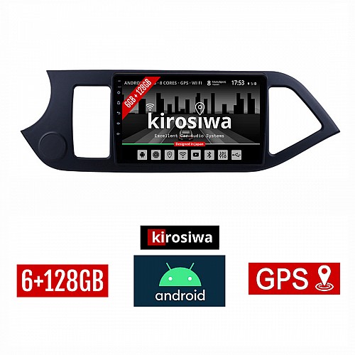 KIROSIWA 6+128GB KIA PICANTO (2011 - 2017) Android οθόνη αυτοκίνητου 6GB με GPS WI-FI (ηχοσύστημα αφής 9" ιντσών OEM Youtube Playstore MP3 USB Radio Bluetooth Mirrorlink DSP Apple Carplay Android Auto 4G SIM card 4x60W, AUX) CR-3913