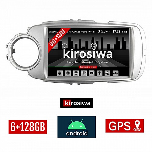 KIROSIWA 6+128GB TOYOTA YARIS (2011 - 2020) Android οθόνη αυτοκίνητου 6GB με GPS WI-FI (ηχοσύστημα αφής 9" ιντσών OEM Youtube Playstore MP3 USB Radio Bluetooth Mirrorlink DSP Apple Carplay Android Auto 4G SIM card ασημί, 4 x 60W, AUX) RX-9286