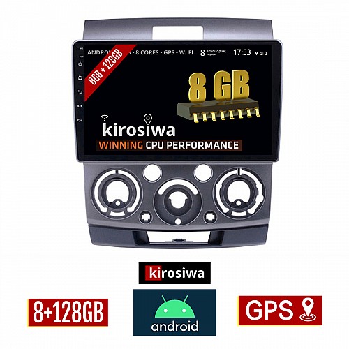 KIROSIWA 8GB + 128GB FORD RANGER (2007 - 2011) Android οθόνη αυτοκίνητου με GPS WI-FI (ηχοσύστημα αφής 9" ιντσών OEM Youtube Playstore MP3 USB Radio Bluetooth Mirrorlink DSP Apple Carplay Android Auto 4G Sim Card 4x60W, AUX) RX-9338