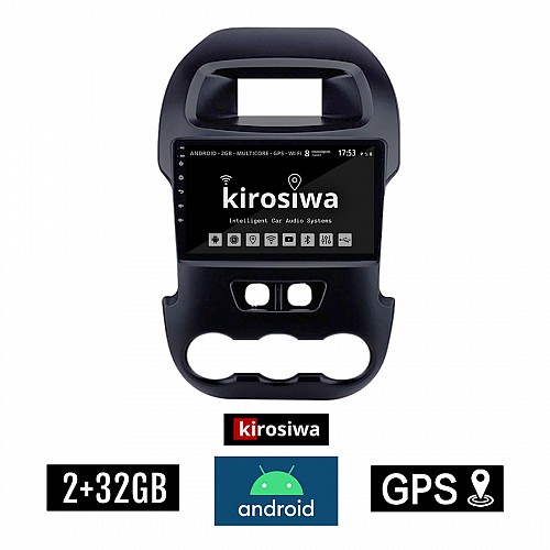 KIROSIWA 2+32GB FORD RANGER (2011 - 2015) Android οθόνη αυτοκίνητου 2GB με GPS WI-FI (ηχοσύστημα αφής 9" ιντσών OEM Youtube Playstore MP3 USB Radio Bluetooth Mirrorlink εργοστασιακή, 4x60W) RX-9343