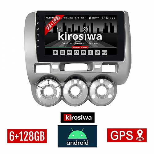 KIROSIWA 6+128GB HONDA JAZZ (2002 - 2008) Android οθόνη αυτοκίνητου 6GB με GPS WI-FI (ηχοσύστημα αφής 9" ιντσών OEM Youtube Playstore MP3 USB Radio Bluetooth Mirrorlink DSP Apple Carplay Android Auto 4G SIM card 4x60W, AUX) RX-9353