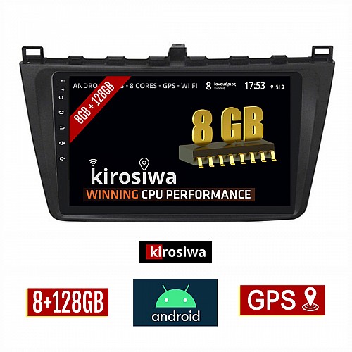 KIROSIWA 8GB + 128GB MAZDA 6 (μετά το 2008) Android οθόνη αυτοκίνητου με GPS WI-FI (ηχοσύστημα αφής 9" ιντσών OEM Youtube Playstore MP3 USB Radio Bluetooth Mirrorlink DSP Apple Carplay Android Auto 4G Sim Card 4x60W, AUX) RX-9414