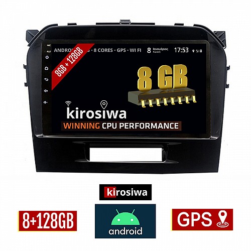 KIROSIWA 8GB + 128GB SUZUKI GRAND VITARA (μετά το 2016) Android οθόνη αυτοκίνητου με GPS WI-FI (ηχοσύστημα αφής 9" ιντσών OEM Youtube Playstore MP3 USB Radio Bluetooth Mirrorlink DSP Apple Carplay Android Auto 4G Sim Card 4x60W, AUX) RX-9552