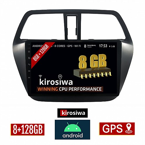 KIROSIWA 8GB + 128GB SUZUKI SX4 S-CROSS (μετά το 2014) Android οθόνη αυτοκίνητου με GPS WI-FI (ηχοσύστημα αφής 9" ιντσών OEM Youtube Playstore MP3 USB Radio Bluetooth Mirrorlink DSP Apple Carplay Android Auto 4G Sim Card 4x60W, AUX) RX-9565